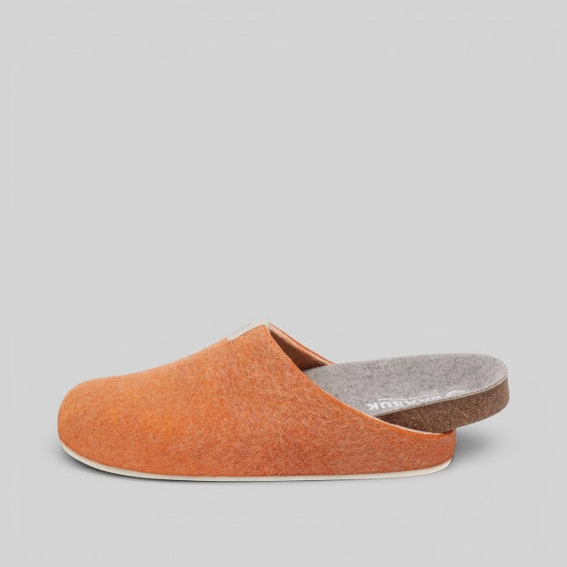 Baabuk Corkybuk terracotta wool slipper with a flexible cork sole and orthopedic arch support for indoor and outdoor wear