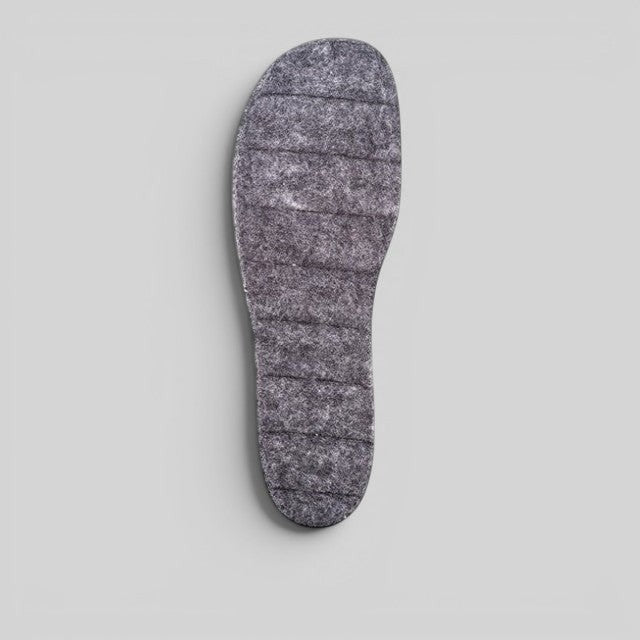 Baabuk grey felt slipper insoles with a textured, handcrafted finish for added comfort and support.