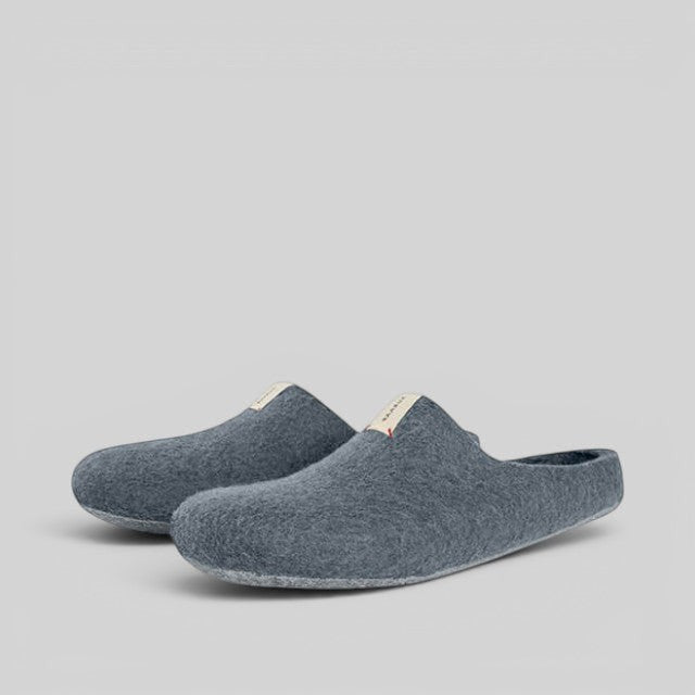 Baabuk grey Kanga wool slippers with a slip-on design and minimalist aesthetic