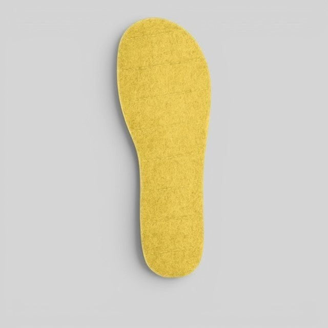 Baabuk handcrafted honey yellow felt slipper insoles for added comfort and replacement.